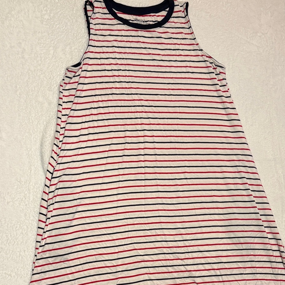 Navy and Red Striped Tank Top dress with pockets